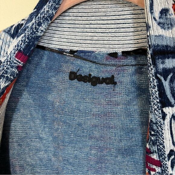 ✨ Desigual Women’s Blue Santorini Cactus Print Cardigan Sweater - Picture 5 of 16